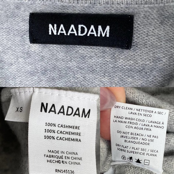 Naadam 100% Cashmere Hoodie Sweater Cropped Grey Cement Gray Hooded Crop size XS - Picture 3 of 5
